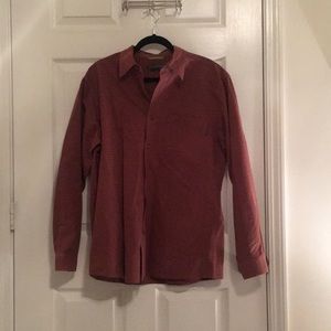 Maroon plaid long sleeve button down.